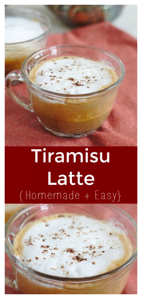 Tiramisu Latte - Skip the coffee shop and make this latte at home! This tiramisu latte recipe only takes 5 minutes and just a few ingredients to make! Latte Recipe | Coffee Recipe | Homemade Latte #drink #drinks #easyrecipe #recipe #coffee
