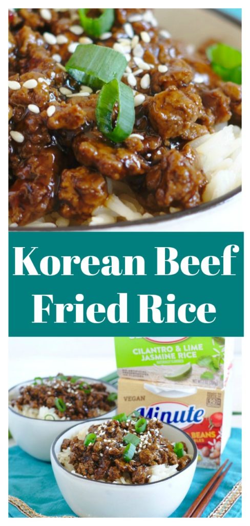Korean Beef Fried Rice - A quick and easy meal inspired by a favorite Korean dish! All you need is less than 20 minutes and 6 simple ingredients. Korean Recipe | Asian Recipe | Asian Beef Recipe