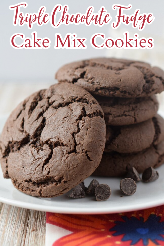 Triple Chocolate Fudge Cake Mix Cookies - An easy dessert made with just 3 ingredients! These cookies are the best! Cake Mix Cookies | Chocolate Cake Mix Cookies | Chocolate Cookie Recipe